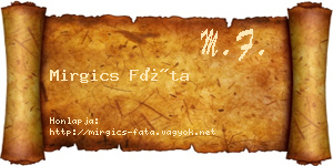 Mirgics Fáta névjegykártya